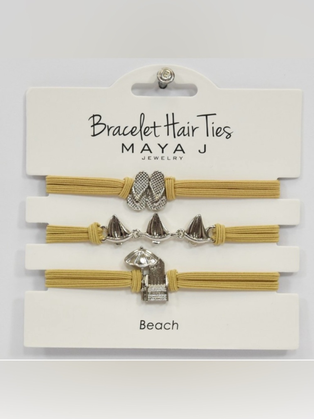 Maya J Beach Bracelet Hair Ties - Mustard Yellow, NWT